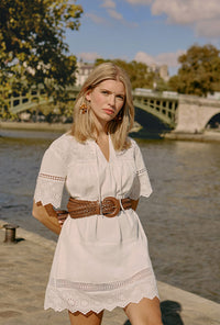 Petite Studio's Gwen Cotton Eyelet Dress in Ivory