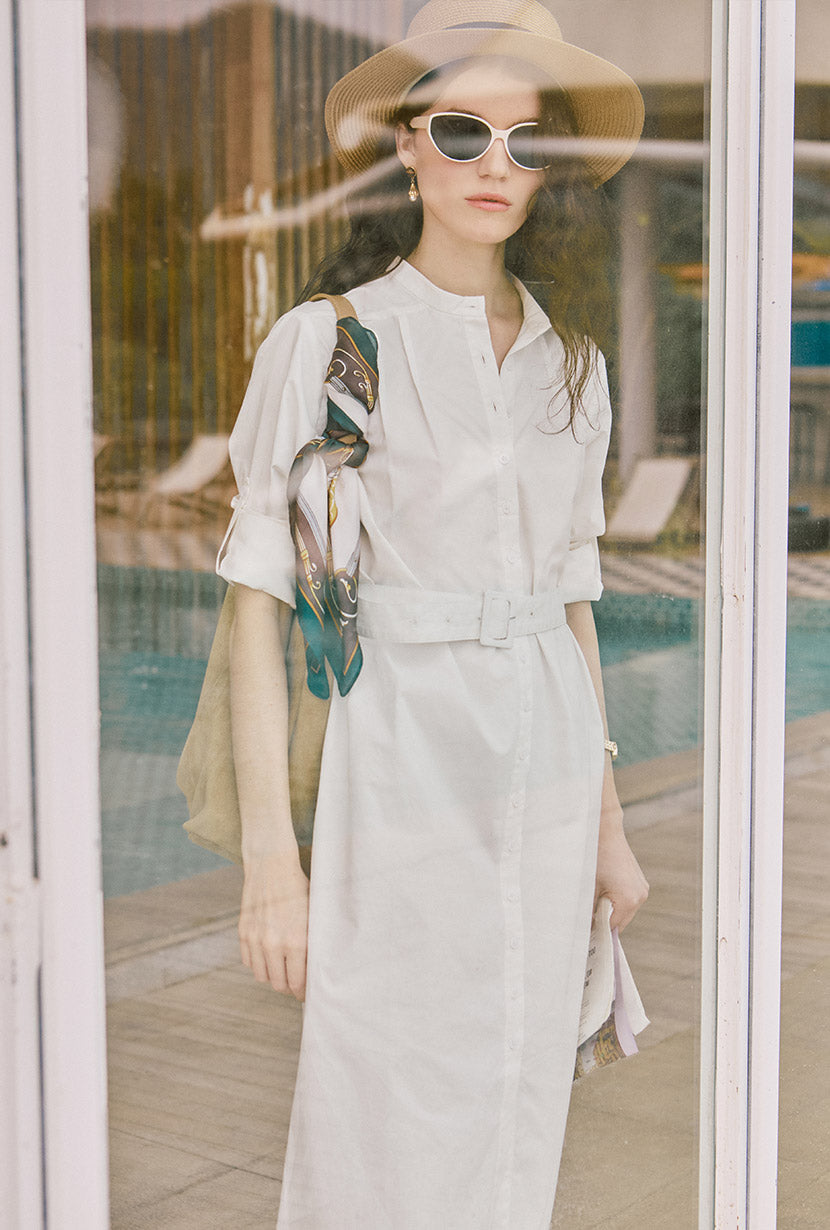 Petite Studio's Miles Cotton Midi Dress in White