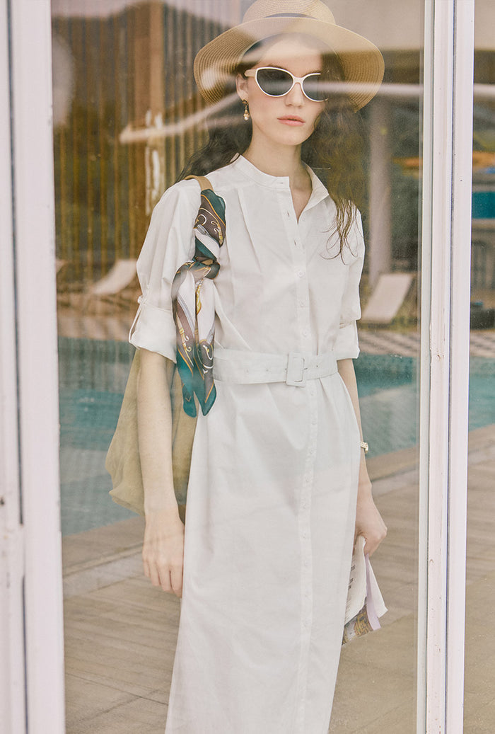 Petite Studio's Miles Cotton Midi Dress in White