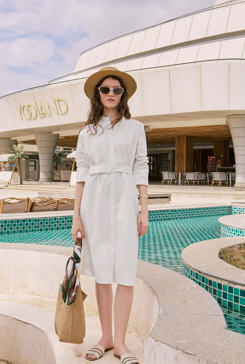 Petite Studio's Miles Cotton Midi Dress in White