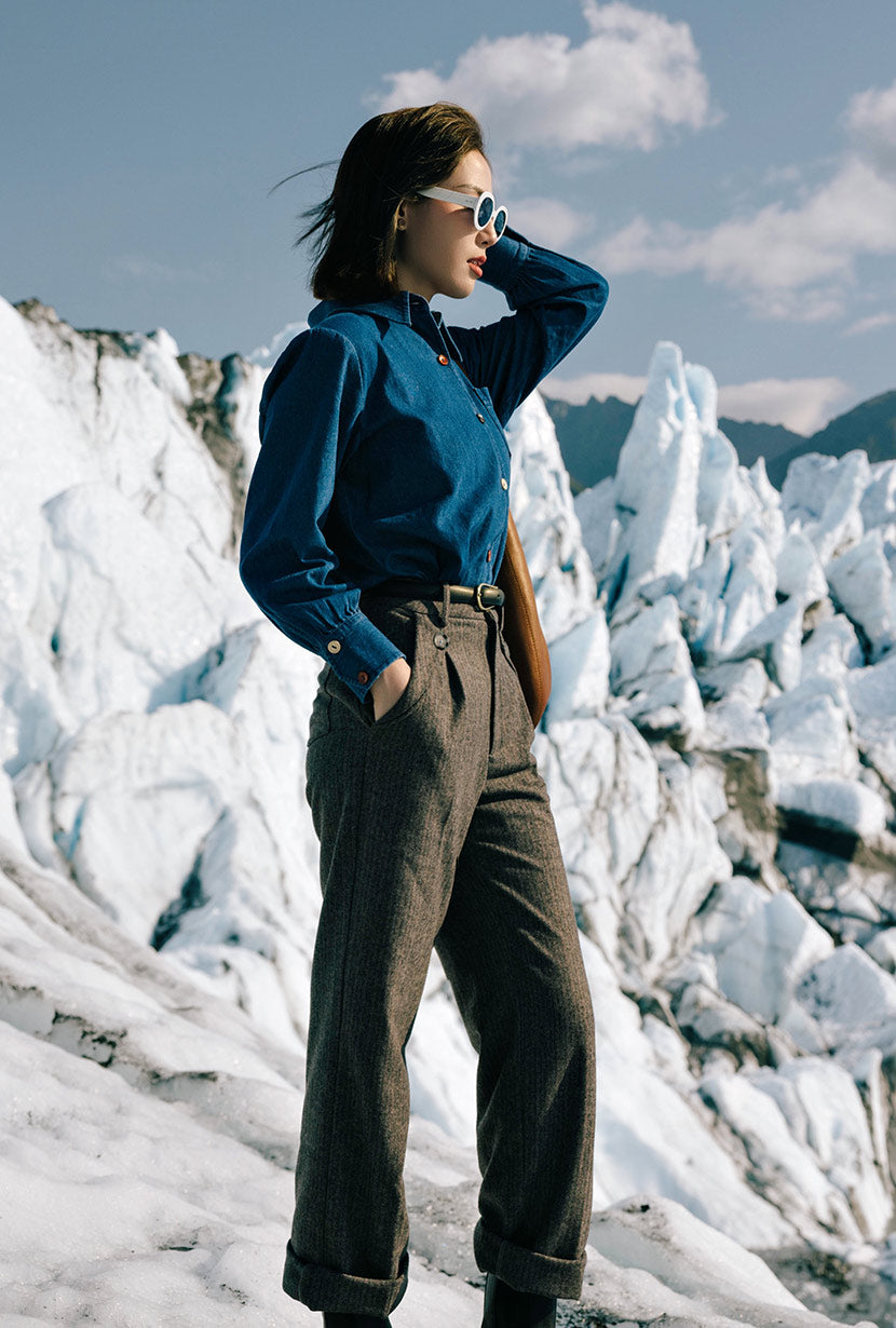 Petite Studio's Vincent Blouse in Denim Blue
