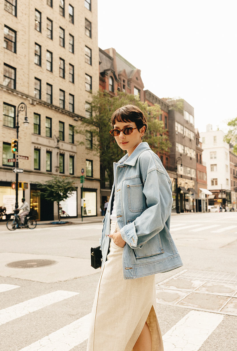 Petite Studio NYC's Moxie Denim Jacket in Light Indigo