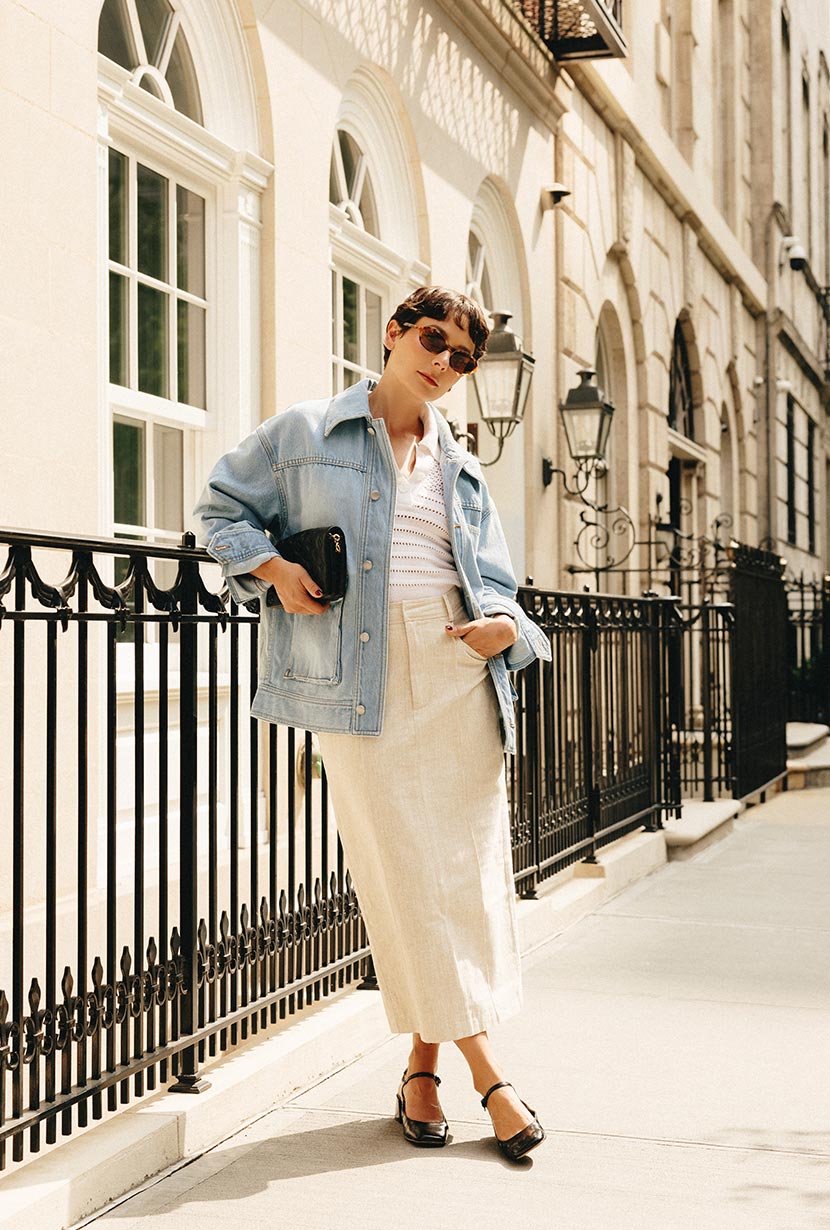 Petite Studio NYC's Moxie Denim Jacket in Light Indigo