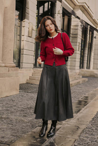 Petite Studio's Carmina Wool Cardigan in Red