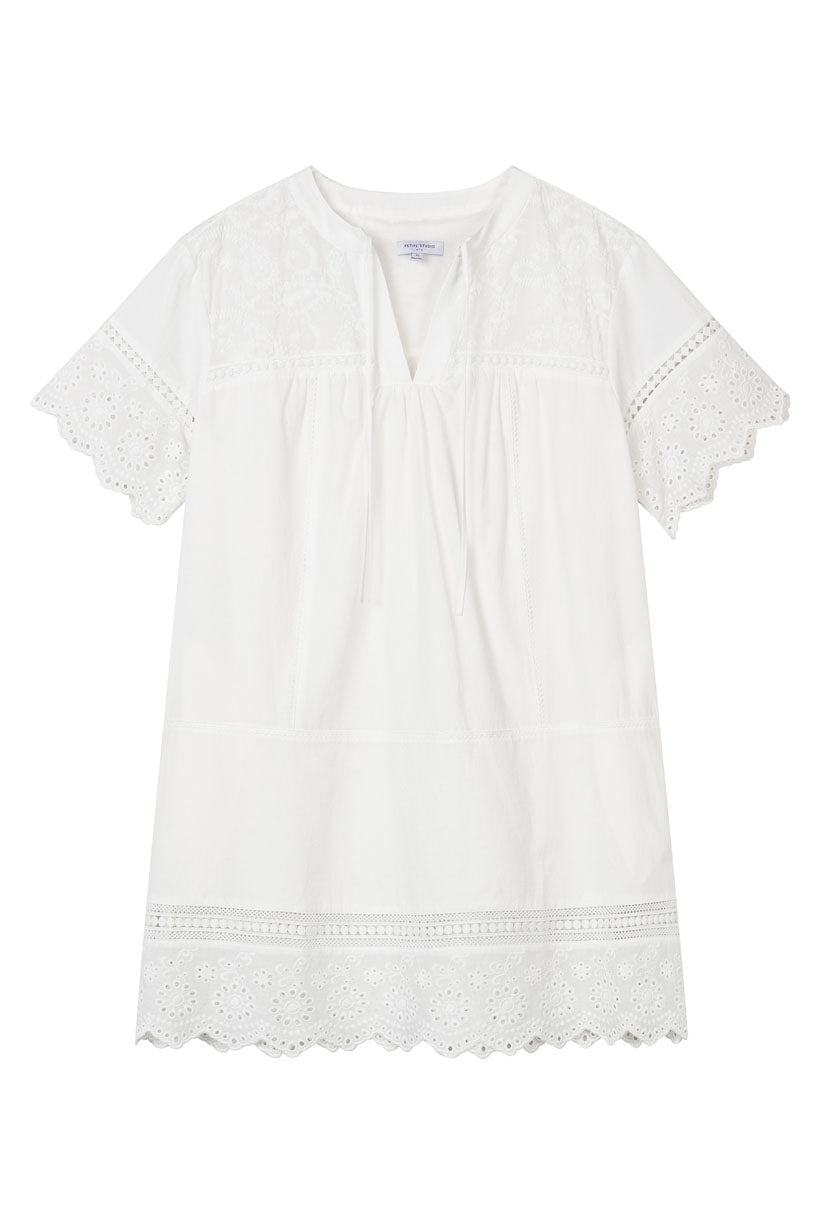 Petite Studio's Gwen Cotton Eyelet Dress in Ivory