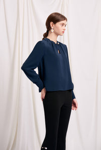 Petite Studio's Office-Appropriate Buvette Pearl Blouse in Ivory