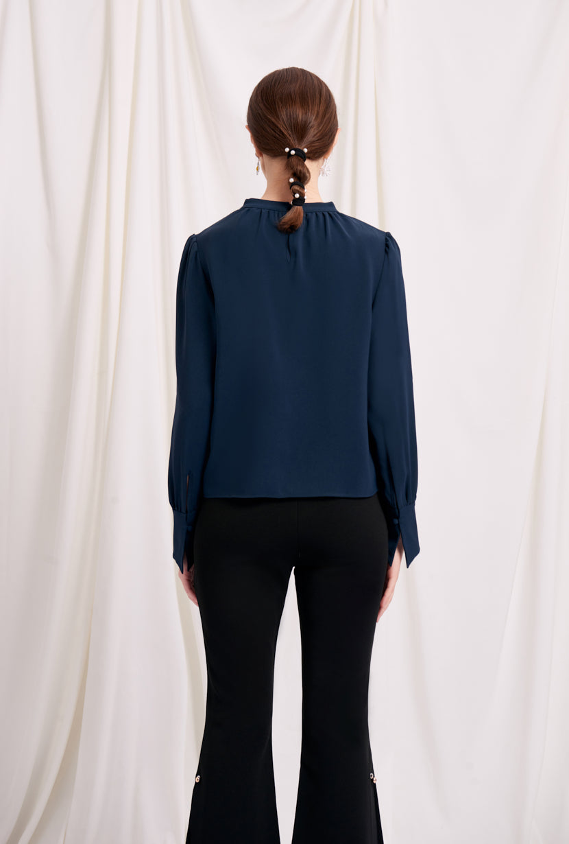 Petite Studio's Office-Appropriate Buvette Pearl Blouse in Ivory