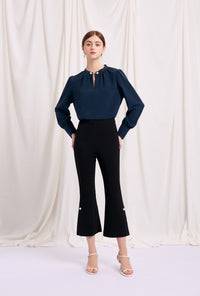 Petite Studio's Office-Appropriate Buvette Pearl Blouse in Ivory