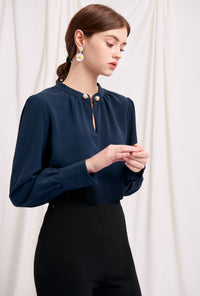 Petite Studio's Office-Appropriate Buvette Pearl Blouse in Ivory