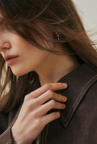 Petite Studio's Meliora Silver and Black Bead Drop Earrings