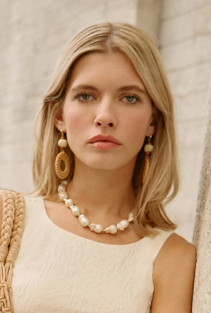 Petite Studio's Boho Rattan Braid Drop Earrings