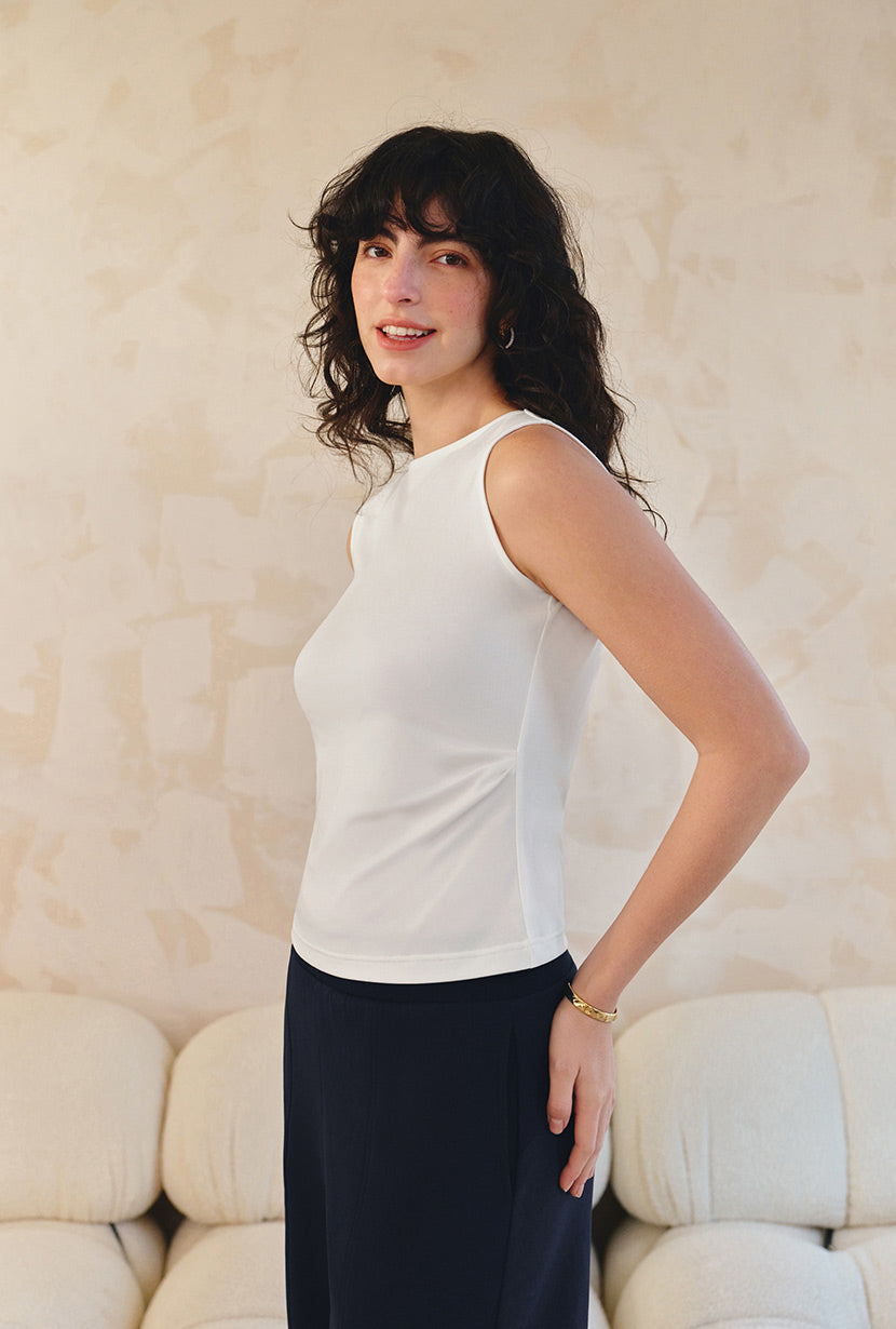 Petite Studio's Elyse Jersey Top in White 