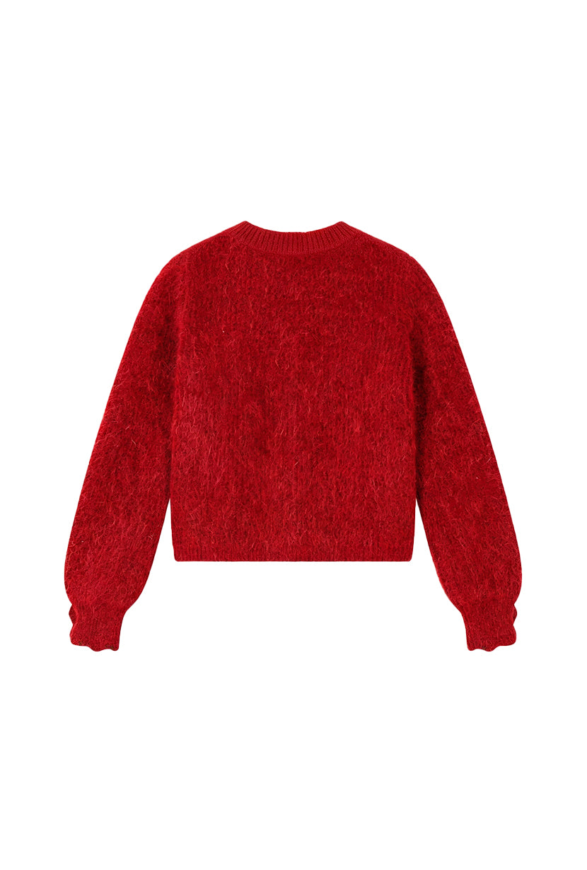 Petite Studio's Bellamy Mohair Cardigan in Red