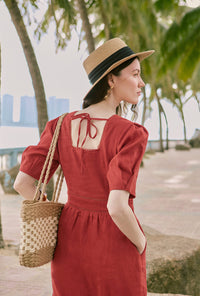 Petite Studio's Meryl Linen Dress in Red 