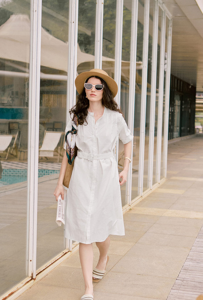 Petite Studio's Miles Cotton Midi Dress in White