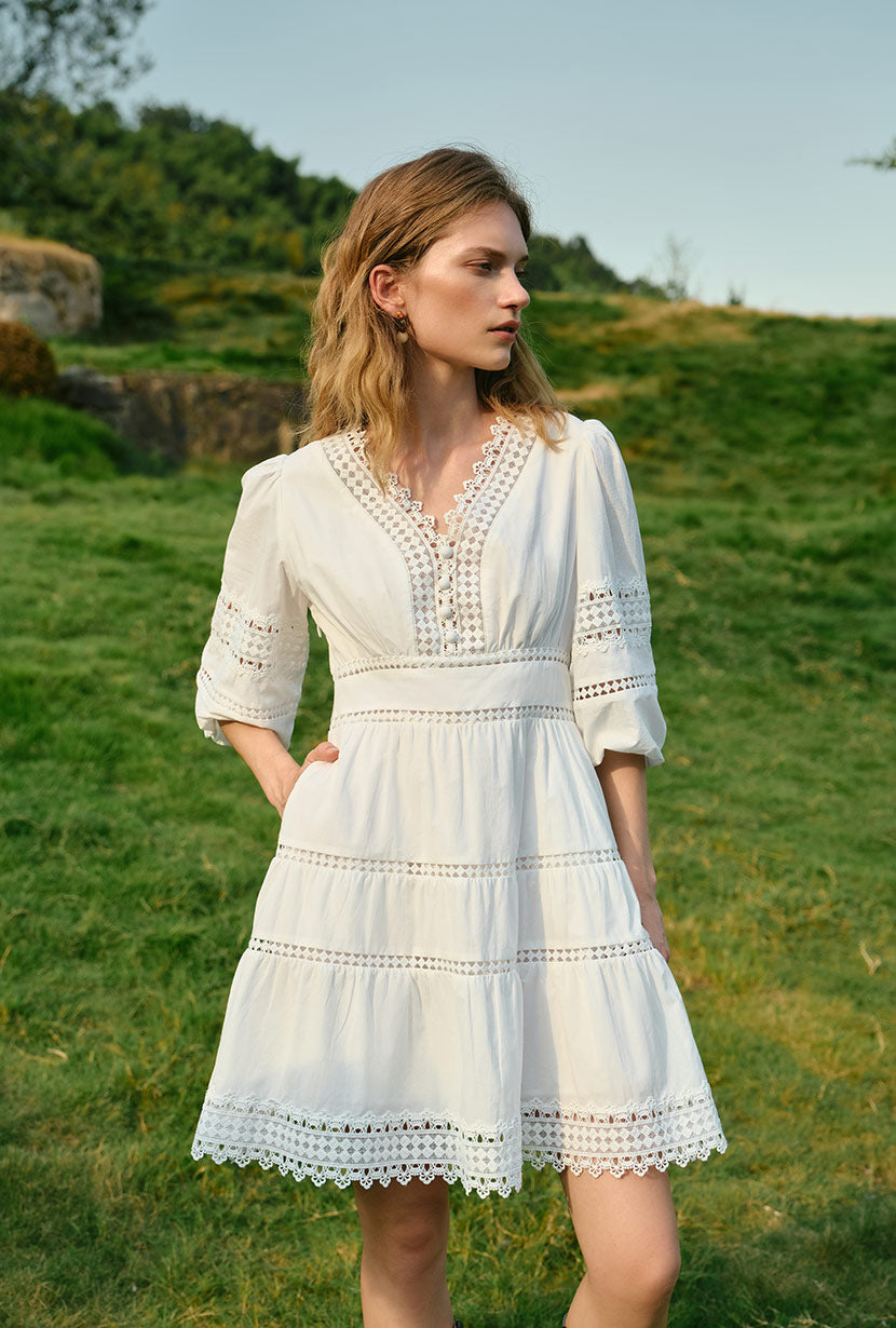 Petite Studio's Calista Cotton Dress in White