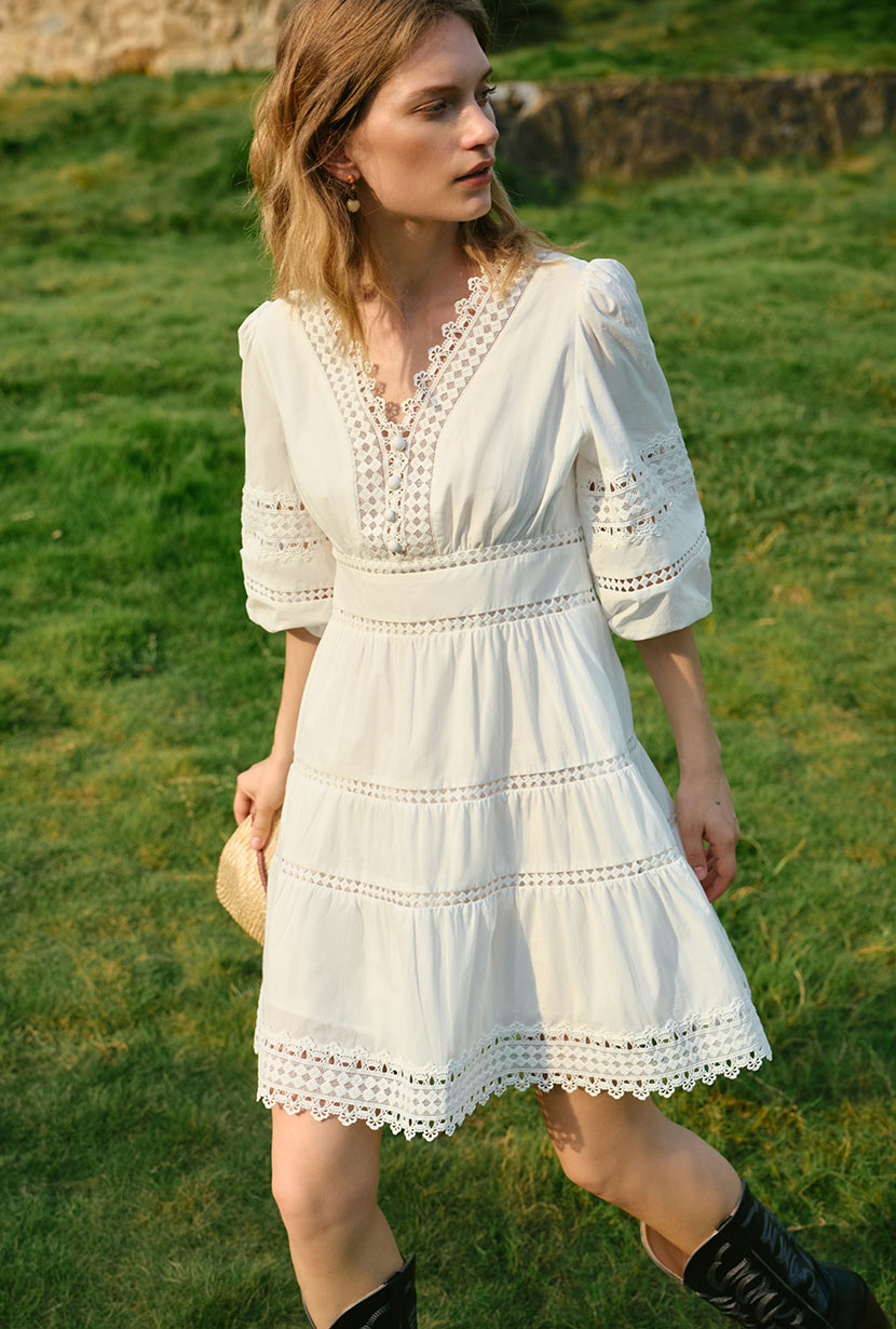 Petite Studio's Calista Cotton Dress in White