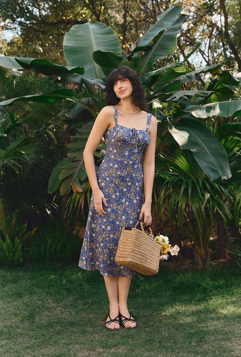Petite Studio's Felisse Midi Dress in Blue Floral