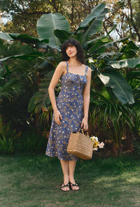 Petite Studio's Felisse Midi Dress in Blue Floral