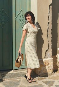 Petite Studio's Fraley Contoured Dress in Dotted Ivory