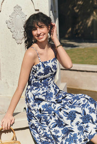 Petite Studio's Finch Cotton Dress in Blue Floral