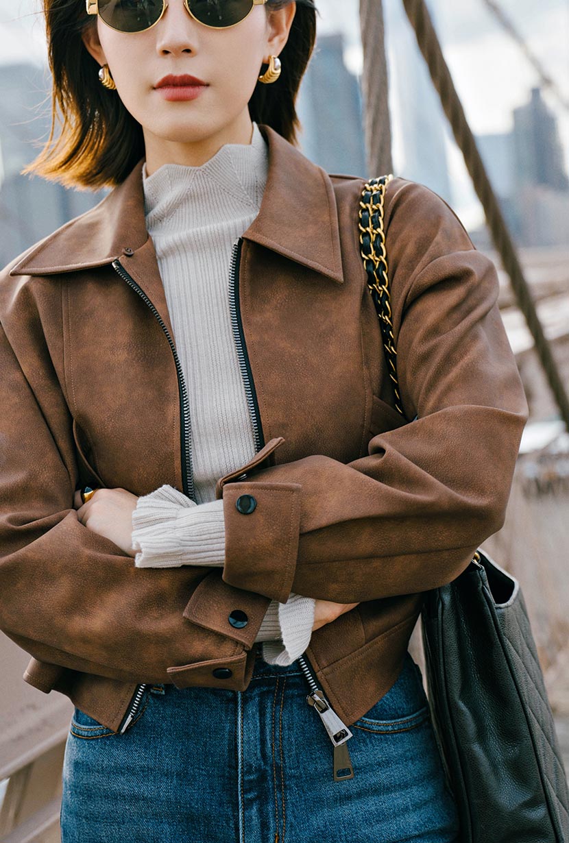 Petite Studio's Laura Suede Jacket in Brown