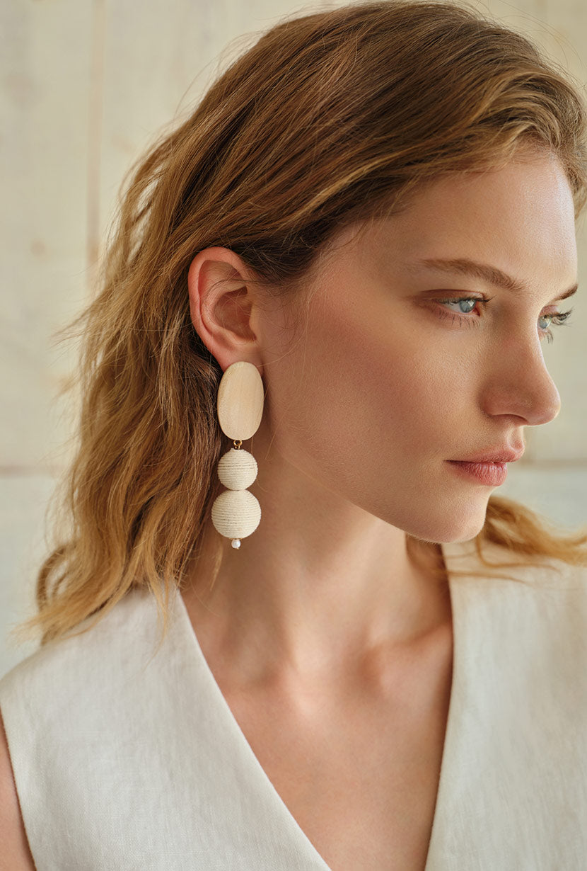 Petite Studio's Farley Wooden Drop Statement Earrings