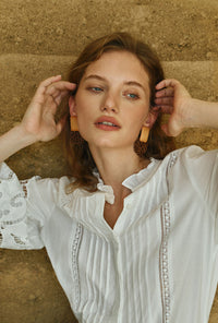 Petite Studio's Fanny Boho Wood and Bead Earrings