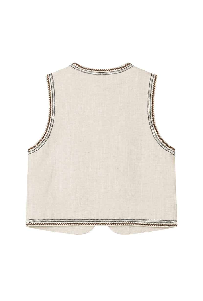 Petite Studio's Dexter Ramie Vest in Beige 