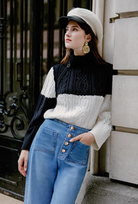 Petite Studio's Rowen Wool Sweater in Black & Ivory