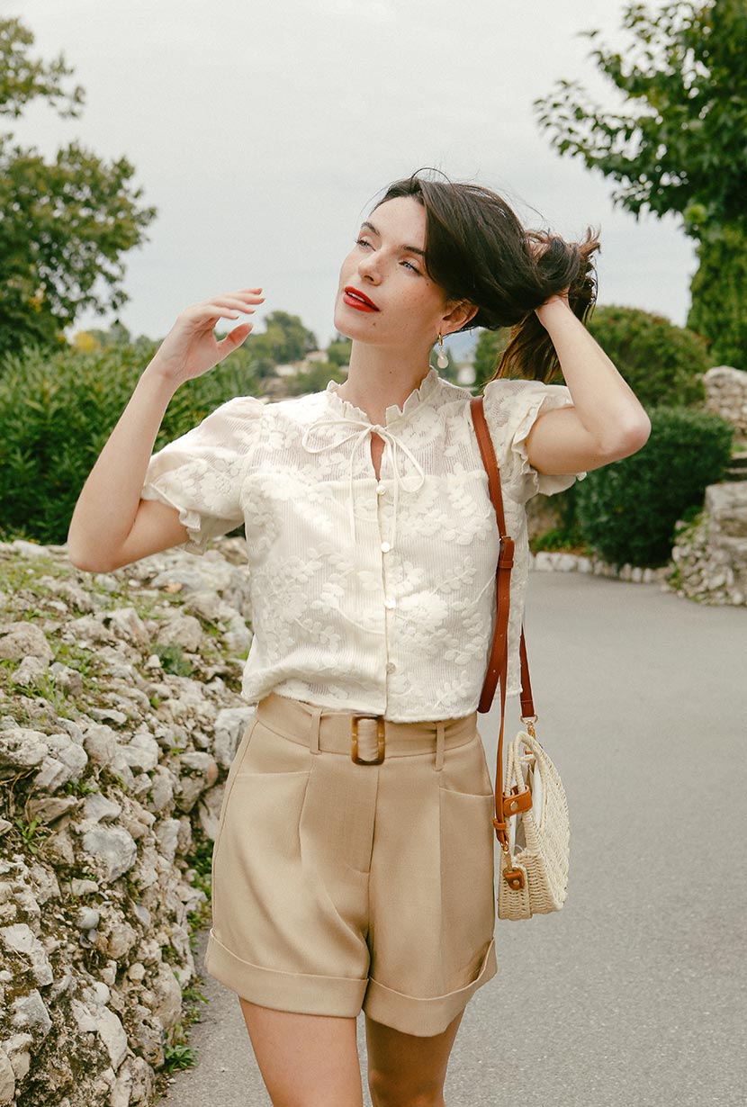 Petite Studio's Earline Top in Ivory Lace