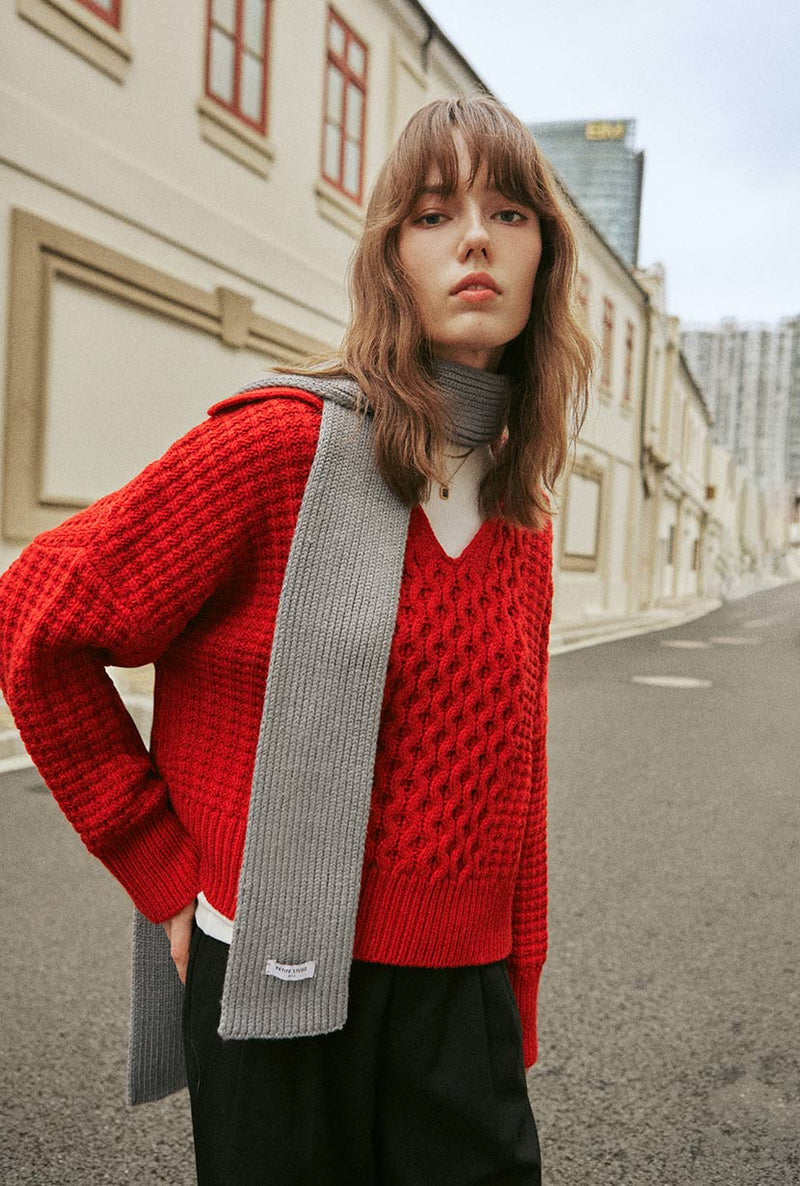 Petite Studio's Blanca Wool Sweater in Red