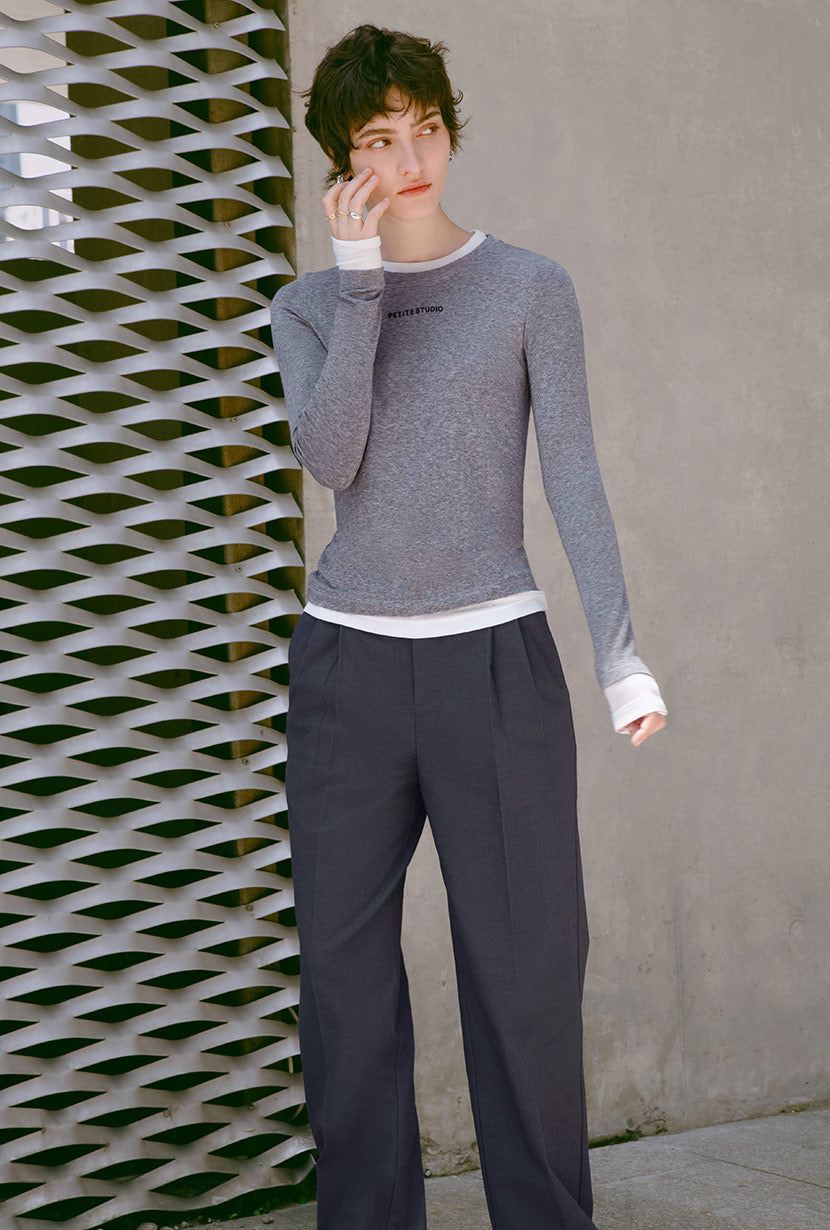 Petite Studio's Hedi Wool Blend Layered Top in Grey