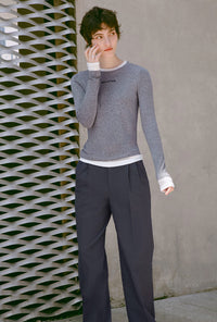 Petite Studio's Hedi Wool Blend Layered Top in Grey