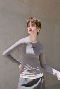 Petite Studio's Hedi Wool Blend Layered Top in Grey