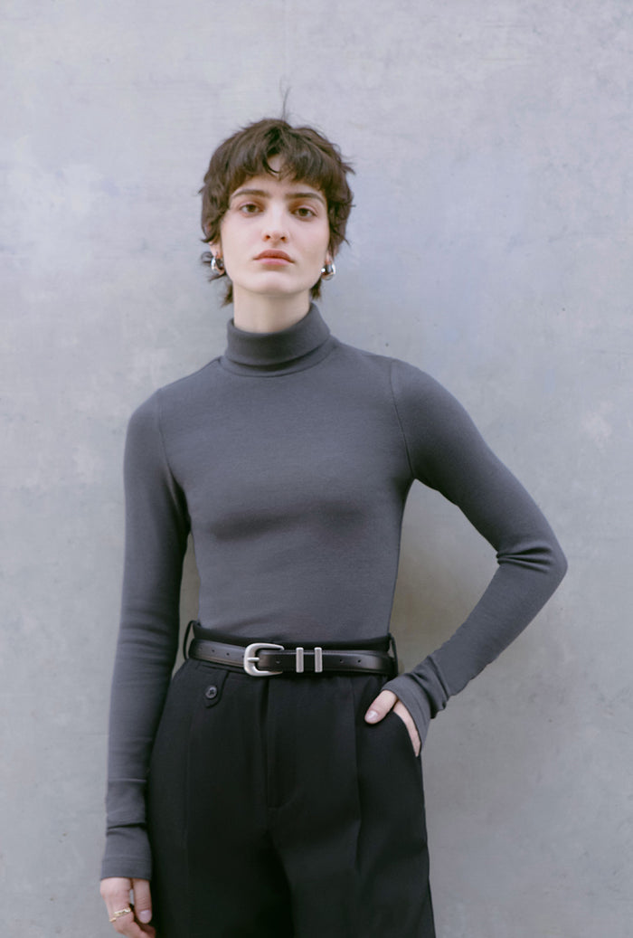 Petite Studio's Freja Cotton Turtleneck in Grey