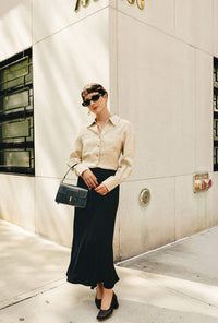 Petite Studio NYC's Benoite Linen Shirt in Ecru