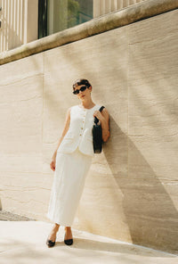 Petite Studio NYC's Ines Linen Vest in White