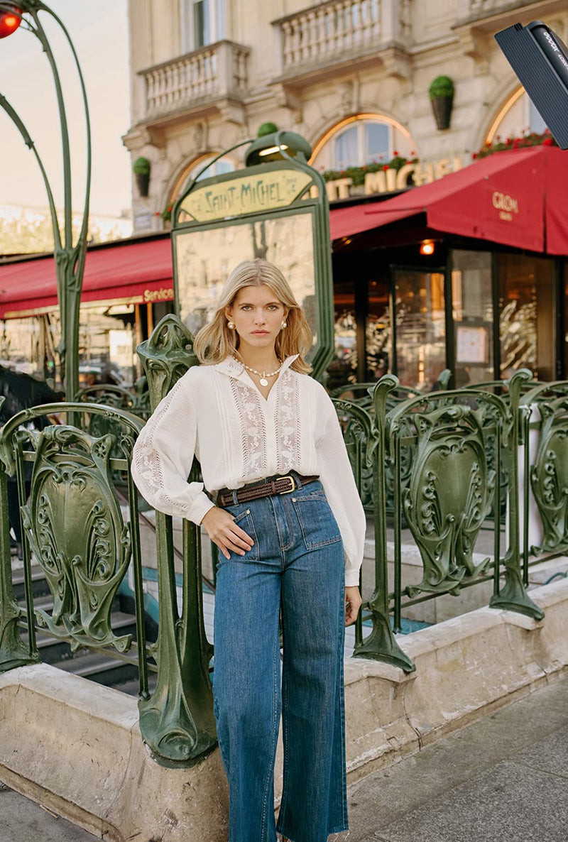 Petite Studio NYC's Aerin Cotton Blouse in Ivory