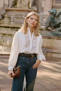 Petite Studio NYC's Aerin Cotton Blouse in Ivory