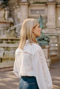 Petite Studio NYC's Aerin Cotton Blouse in Ivory