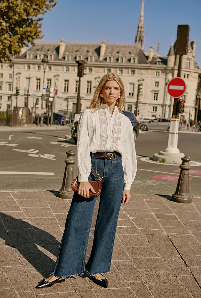 Petite Studio NYC's Aerin Cotton Blouse in Ivory