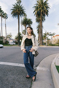 Petite Studio's Meg Tencel-Blend Shirt in Cream Striped