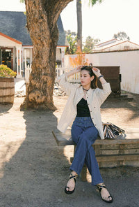 Petite Studio's Meg Tencel-Blend Shirt in Cream Striped