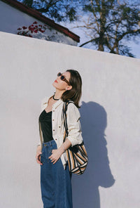 Petite Studio's Meg Tencel-Blend Shirt in Cream Striped