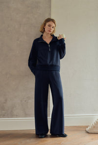 Petite Studio's Cassie Cotton Sweat Pullover in Navy