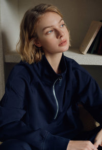 Petite Studio's Cassie Cotton Sweat Pullover in Navy