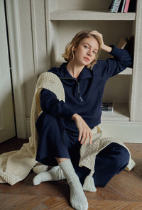 Petite Studio's Cassie Cotton Sweat Pullover in Navy