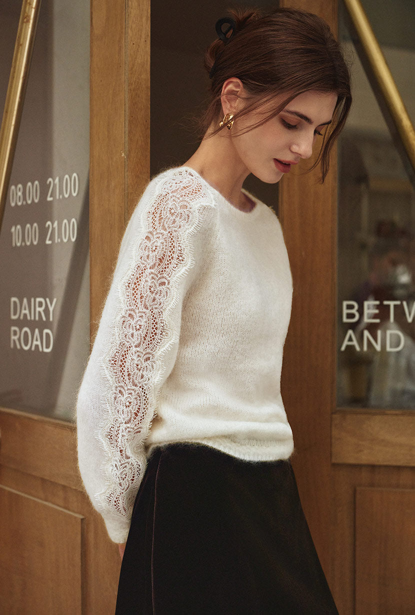 Petite Studio's Gilda Mohair Sweater in Ivory