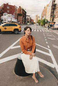 Petite Studio's Dana Linen Shirt Jacket in Ginger